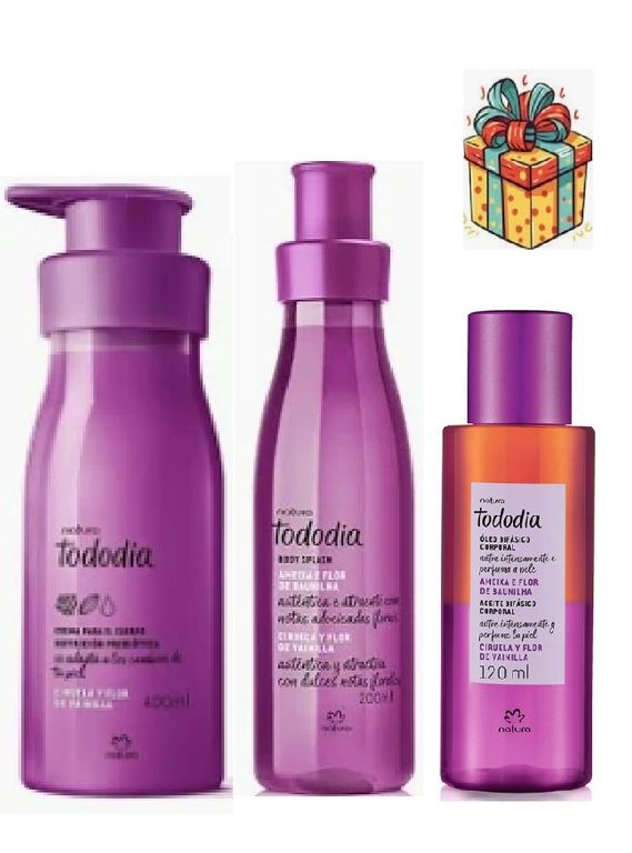 Kit ciruela y flor de vainilla splash + crema+ oleo y regalo