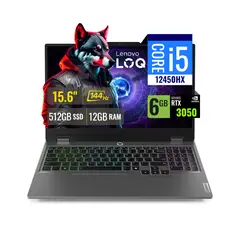 LENOVO - Laptop LOQ 15IAX9 Intel Core i5 12450HX 12GB RAM 512GB SSD M2 6GB RTX 3050 15.6" FHD FreeDOS