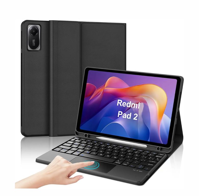Funda con Teclado TouchPad Bluetooth Para REDMI PAD 2 NEGRO