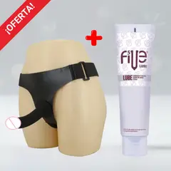 DR PINKY - Arnes Con Correa Y Dildo 16.8 X 3.8cm + Lubricante Five Base de Agua