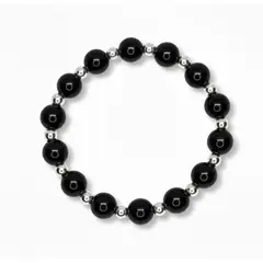 ESPIRAL ROJO - Pulsera Onix 8mm - Plata
