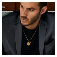 YANBAL - Cadena Collar SAN CRISTOBAL DORE para Hombre Bañado en Oro