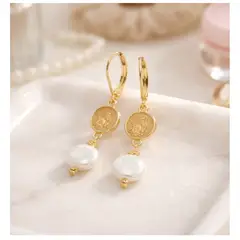 YANBAL - Hermosos Aretes Milagros Perle con Detalle de Angelitos y perlas