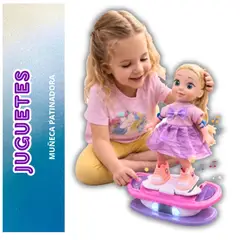 GENERICO - Muñeca Con Patineta Giratoria - Muñeca Patinadora Con Luces