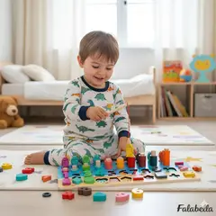 GENERICO - Tablero Didáctico Montessori 5-en-1 Pesca Milagrosa Números Formas y Conteo en Madera