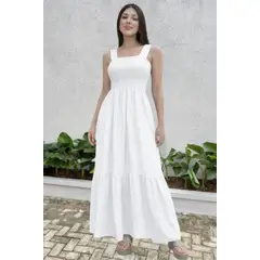 GENERICO - VESTIDO LARGO CASUAL BLANCO PARA MUJER