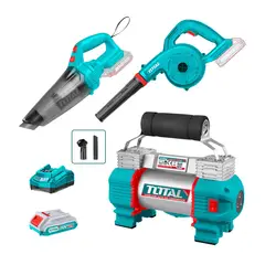 TOTAL TOOLS - Sopladora + Aspirador + Compresor 1 Bat 1 Cargador