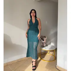 GENERICO - VESTIDO LARGO DE VERANO TEJIDO PARA MUJER