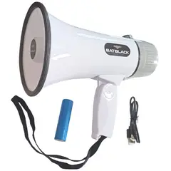 BATBLACK - Megáfono recargable de 40w bt-xb32 con sistema de grabación y sirena