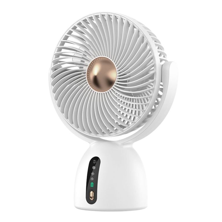 Ventilador de Escritorio USB Recargable con 4 Velocidades, Motor Silencioso y Ángulo Ajustable
