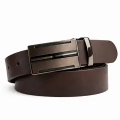 GENERICO - CORREA DE CUERO MARRON HEBILLA DE VESTIR