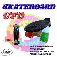 OXIEPRO - SKATEBOARD PENNY UFO CON LUCES LED EN LAS LLANTAS - NEGRO LLANTAS DE COLORES