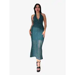 GENERICO - VESTIDO CASUAL TEJIDO VERDE PARA MUJER