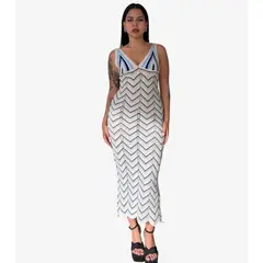 GENERICO - VESTIDO LARGO CELESTE TEJIDO PARA MUJER