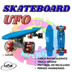 OXIEPRO - SKATEBOARD PENNY UFO CON LUCES LED EN LAS LLANTAS - AZUL