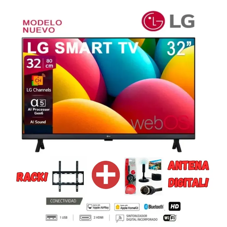 Smart TV 32 HD 32LR600BPSC con webOS y AI ThinQ + Antena Dig