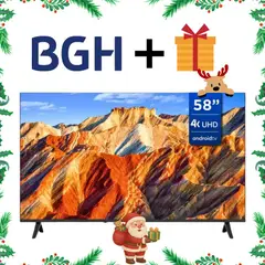 BGH - TELEVISOR 58 UHD 4K SMART ANDROID TV LED 3HDMI 2USB WIFI BLUETOOTH NEGRO + REGALO