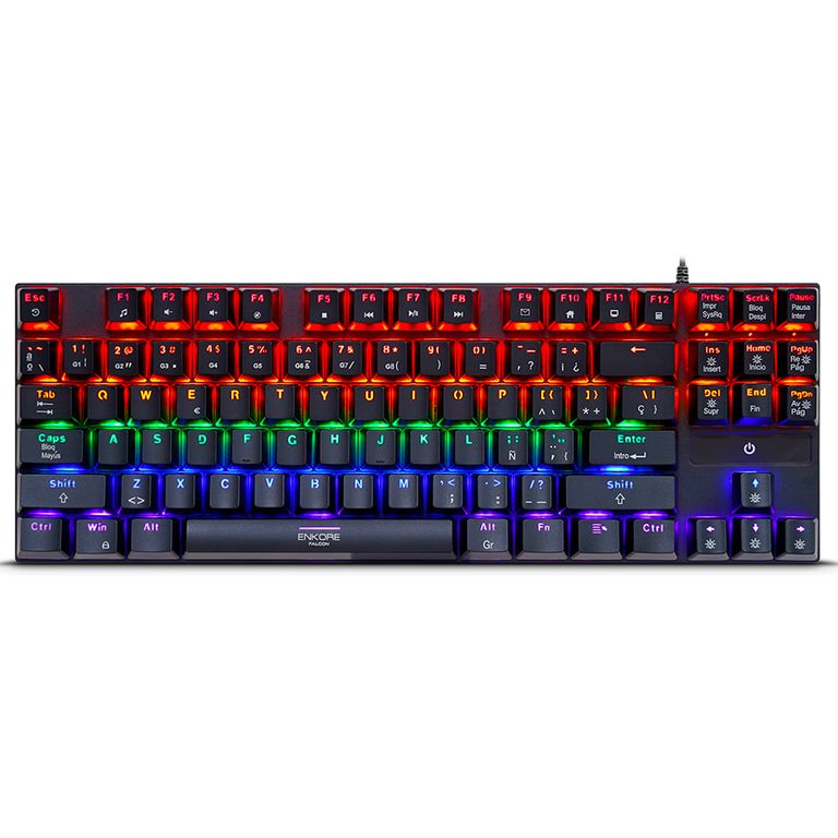 Teclado Mecánico Gamer Falcon RGB Rainbow 87 Teclas USB Switch Rojo