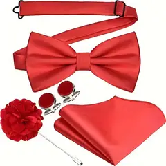 GENERICO - JUEGO DE PAJARITA PARA HOMBRE DE 4 PIEZAS - TRAJE Y TERNOS PARA FIESTAS