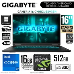 GIGABYTE - Laptop A16 CMHI2US893SH Intel Core i7-13620H 16GB RAM 512GB SSD 16" WUXGA RTX4050-6GB WIN 11