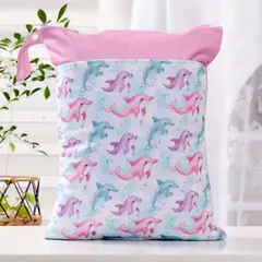 GENERICO - Bolsa impermeable para niños lavable y reutilizable rosado delfines