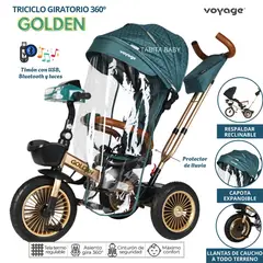 VOYAGE - Triciclo con Asiento Giratorio Musical y luces GOLDEN Verde