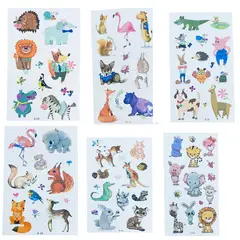 GENERICO - 4 laminas de stickers tatuajes temporales animales
