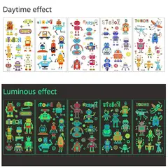 GENERICO - 4 laminas de stickers tatuajes temporales robots