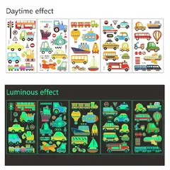 GENERICO - 4 laminas de stickers tatuajes temporales transportes