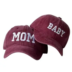 GENERICO - Gorra Vintage Vino Casual Mujer y niña con bordado mom y baby