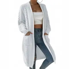 GENERICO - Chompa Mujer Hilo Invierno Abierto 359G- 30 Color Blanco