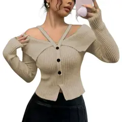 GENERICO - Sueter mujer hilo 3botones 359G-26 COLOR caramelo