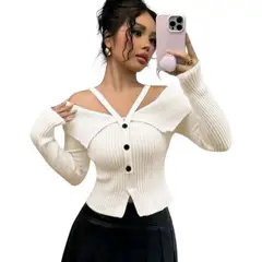 GENERICO - Sueter mujer hilo 3botones 359G-26 COLOR blanco