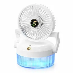GENERICO - Ventilador de Escritorio con Humidificador Nano y Luz Ambiental, 3 Velocidades y Carga Tipo C