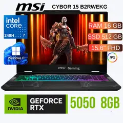 MSI - LAPTOP CYBOR 15 B2RWEKG INTEL CORE 7 240H,Ram16GB SSD 512GB RTX 5050 8GB 15.6"FHD WIN 11