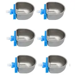 GENERICO - Pack De 6 Bebederos Para Conejo/Cuy Tipo Tazón de Color Azul de Acero Inoxidable