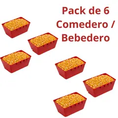 GENERICO - Pack de 6 Comederos y/o Bebederos Para Ave 23×13.5×9.5 Cm