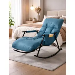 GENERICO - SILLA SILLÓN SOFÁ MECEDORA ACERO AL CARBONO GAMA ALTA RECLINABLE TERRAZA AZUL TURQUEZA