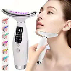 GENERICO - Masajeador facial y de cuello de 7 LED recargable