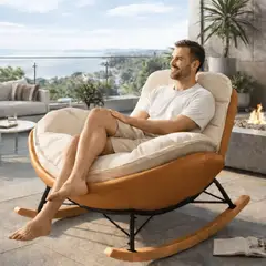 GENERICO - Mecedora Reclinable Premium con Cojín Grande para Interior y Exterior