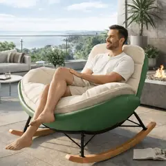 GENERICO - Mecedora Reclinable Premium con Cojín Grande para Interior y Exterior