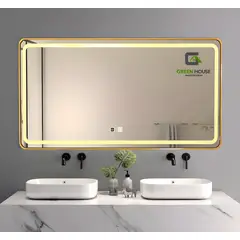 GREEN HOUSE - ESPEJO MOD: LUXOR LED ANTIEMPAÑO 60x80cm FILO DORADO