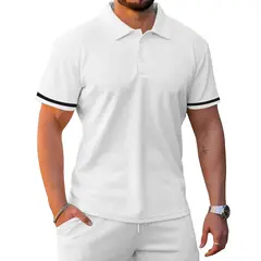 TIOZONEY - Pantalones cortos de manga corta para hombres - Blanco