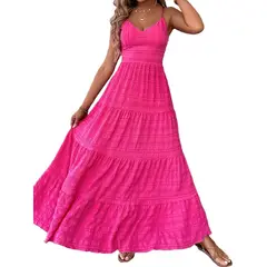 TIOZONEY - Vestido sin mangas con cuello halter - Rosado