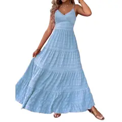 TIOZONEY - Vestido sin mangas con cuello halter - Azul