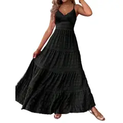 TIOZONEY - Vestido sin mangas con cuello halter - Negro