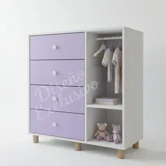 DIBA MUEBLES - Cómoda con Colgador Infantil Suemi Lila