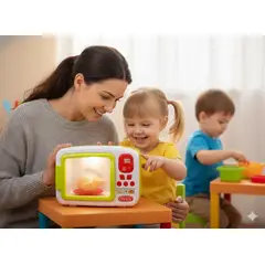 GENERICO - Juguete de Microondas con Plato Giratorio 360 grados y Luces Amarillo