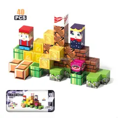 GENERICO - Juguete Set de Bloques Magneticos en Lata 40 pzs