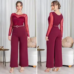 GENERICO - Enterizo Scuba Grepe con Encaje y Tull